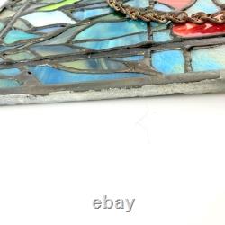 Vintage Stained Glass Tulip Flower Window Panel Sunset Sunrise Landscape Gift