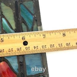 Vintage Stained Glass Tulip Flower Window Panel Sunset Sunrise Landscape Gift