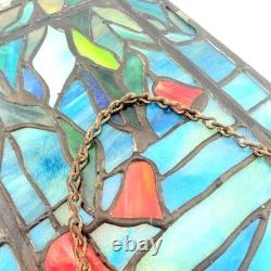 Vintage Stained Glass Tulip Flower Window Panel Sunset Sunrise Landscape Gift