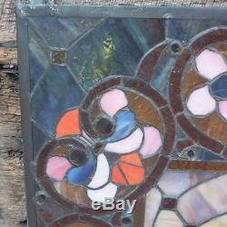 Vintage Stained Glass Victorian Design Tiffany Style Window Panel from Church