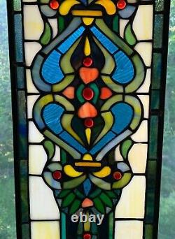 Vintage Stained Glass Window 36 Inch Full Color Hanging Panel