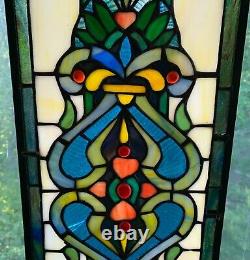 Vintage Stained Glass Window 36 Inch Full Color Hanging Panel