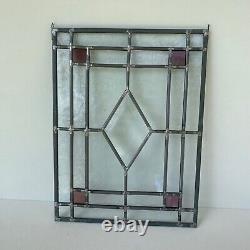 Vintage Stained Glass Window Panel Amethyst Clear Textured Suncatcher 12.25