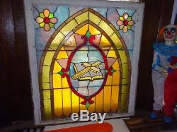 Vintage Stained Glass Window Panel Church