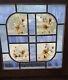 Vintage Stained Glass Window Panel Pressed Flowers Leaded Wood Frame Square