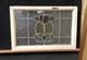 Vintage Stained Glass Window Panel With Floral Design In Wooden Frame