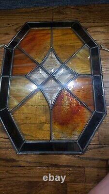 Vintage Stained Glass panel Geometric Design