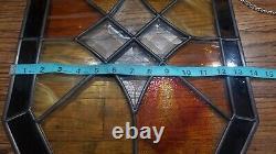 Vintage Stained Glass panel Geometric Design