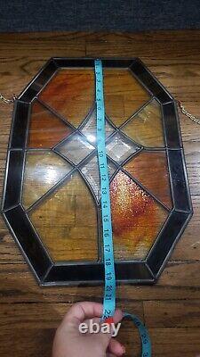 Vintage Stained Glass panel Geometric Design