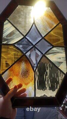 Vintage Stained Glass panel Geometric Design