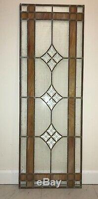 Vintage Stained Tortoise Shell Beveled Glass & Copper Window Panel 41