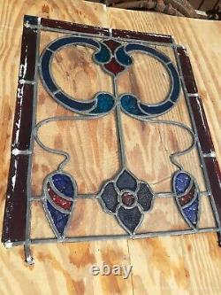 Vintage Stained coloured glass Rare 2 pairs 4 restoration panels needs TLC