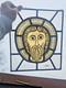 Vintage Stained glass panel christ portrait religious