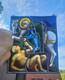 Vintage Stained glass window panel saint MArtin of Tours beggar signed