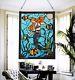 Vintage Tiffany Style Hand Cut Mermaid Stained Glass Window Panel Wall Hanging