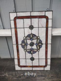 Vintage Tiffany Style Stained Glass Panel Window 16x25 Hand Crafted