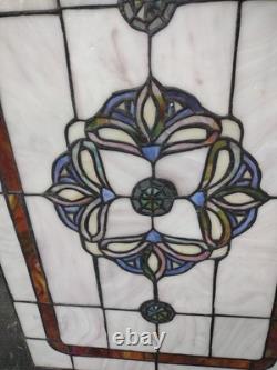 Vintage Tiffany Style Stained Glass Panel Window 16x25 Hand Crafted