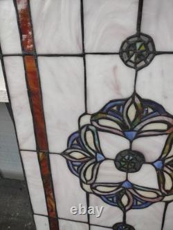 Vintage Tiffany Style Stained Glass Panel Window 16x25 Hand Crafted
