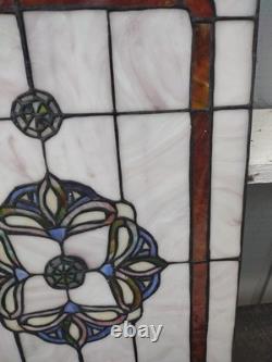 Vintage Tiffany Style Stained Glass Panel Window 16x25 Hand Crafted