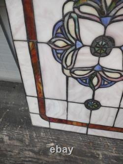 Vintage Tiffany Style Stained Glass Panel Window 16x25 Hand Crafted