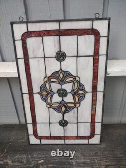 Vintage Tiffany Style Stained Glass Panel Window 16x25 Hand Crafted