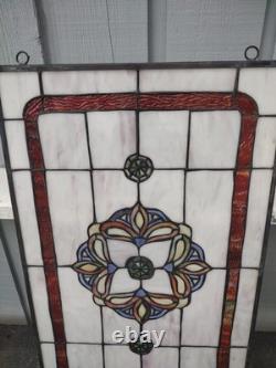 Vintage Tiffany Style Stained Glass Panel Window 16x25 Hand Crafted