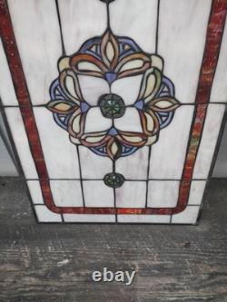 Vintage Tiffany Style Stained Glass Panel Window 16x25 Hand Crafted