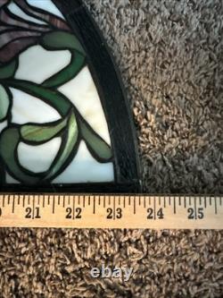 Vintage Tiffany Style Stained Glass Window Panel Demi Lune Half Moon Victorian