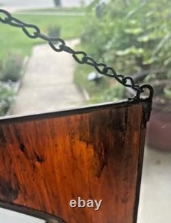 Vintage Tulip Leaded Stained Glass Window Hanging Panel Suncatcher Flower 16X16