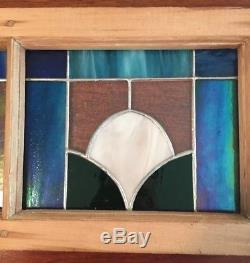 Vintage Window Frame With Stained Glass Panels