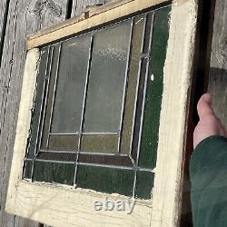 Vintage Wood Frame Leaded Stained Glass Slag Glass To And Bottom Window Panels