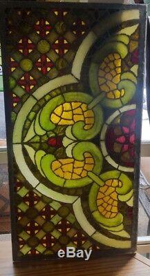 Vintage antique stained glass window panels