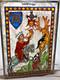 Vintage von Sunegge Stained Glass Panel Medieval Knight Hunting Scene Decor