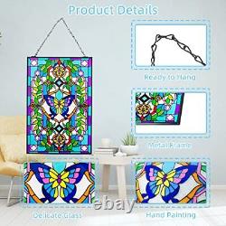 Viveta Butterfly Stained Glass Window Hangings 10 W x 15 H Suncatcher Panel