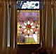 Vntg LARGE WOOD FRAMED Stained Glass Panel Window BEAUTY! 39 x 26 3/8 x 1 1/2