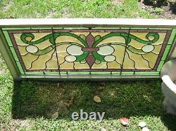 Vtg Handsome Large Complete Architectural Stained Glass Panel 43 1/2 Wide