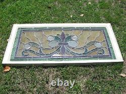 Vtg Handsome Large Complete Architectural Stained Glass Panel 43 1/2 Wide