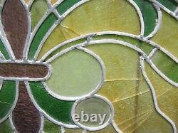 Vtg Handsome Large Complete Architectural Stained Glass Panel 43 1/2 Wide