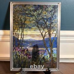 Vtg MMA Louis Tiffany Magnolia Irises Stained Glass Panel 13x9 Reproduction