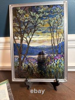 Vtg MMA Louis Tiffany Magnolia Irises Stained Glass Panel 13x9 Reproduction