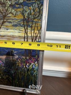 Vtg MMA Louis Tiffany Magnolia Irises Stained Glass Panel 13x9 Reproduction