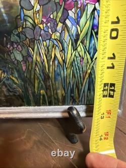 Vtg MMA Louis Tiffany Magnolia Irises Stained Glass Panel 13x9 Reproduction