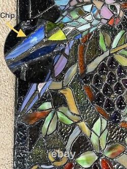 Vtg Tiffany Style Stained Glass Window Panel 3D Macaw Parrot Bird 24X 18 Read