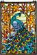 W10011 Peacock Tiffany Style Stained Glass Window Panel, Blue