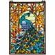 W10011 Peacock Tiffany Style Stained Glass Window Panel Hangings with Chain