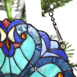 W10013 Victorian Tiffany Style Stained Glass Window Panel Hangings with Chain