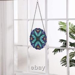 W10013 Victorian Tiffany Style Stained Glass Window Panel Hangings with Chain