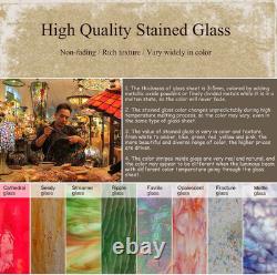 W10027 Butterfly Tiffany Style Stained Glass Window Panel with Chain, 18 W X 17