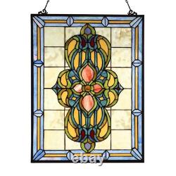 W10030 Victorian Tiffany Style Stained Glass Window Panel Hangings with Chain