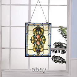 W10030 Victorian Tiffany Style Stained Glass Window Panel Hangings with Chain